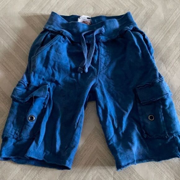 Mish Boys Blue Cargo Sweat Drawstring Shorts - Picture 1 of 6
